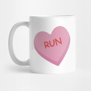 "Run" Pink Candy Heart Mug